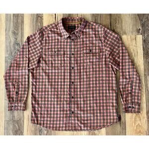 Brothers and Sons Men's Brown Orange Plaid Long Sleeve Button Down Shirt 2XL EUC